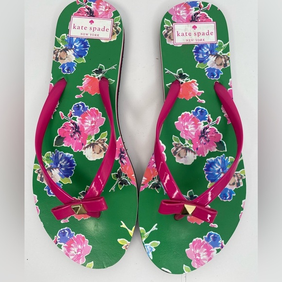 Kate Spade NWOT or Box Summer Nadine Spring Blooms Print Flip Flops - Picture 2 of 8